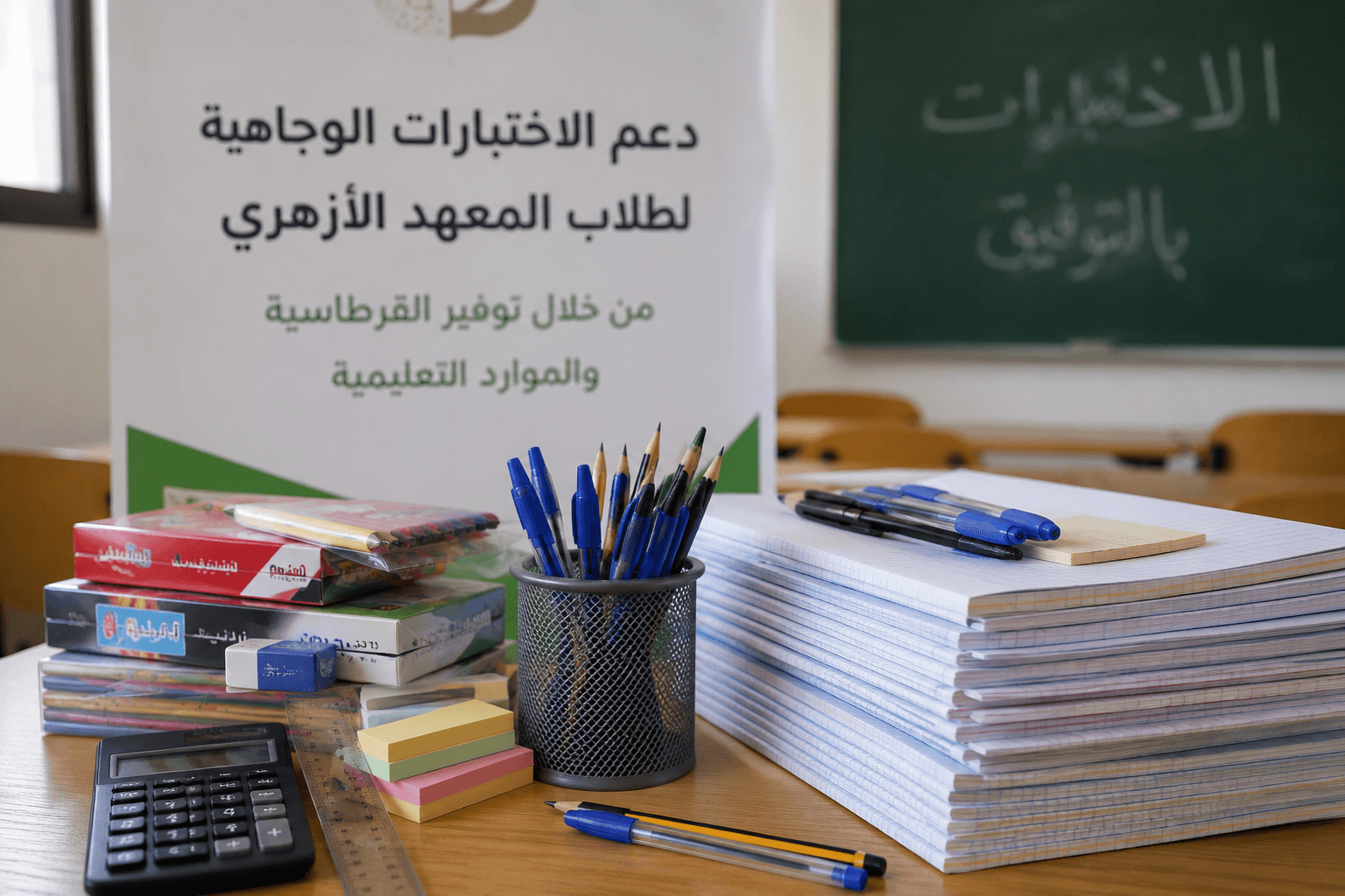 دعم الاختبارات الوجاهية لطلبة المعهد الأزهري من خلال توفير القرطاسية والموارد التعليمية